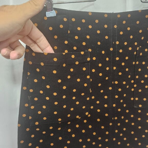 Boden Mini Skirt Velour Black Rust Polka Dot Mod Twee Retro 6P - Picture 2 of 10
